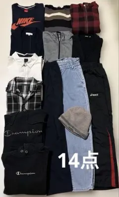 メンズ【まとめ売り】14点　H&M Champion パーカー シャツ　パンツ等