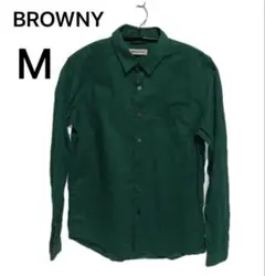 (SM03-58) BROWNY メンズ M 長袖シャツ グリーン カラーボタンのサムネイル