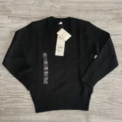 Vネックセーター 長袖 黒 110