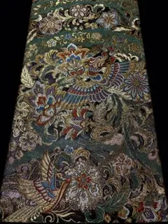 未使用品】袋帯 蘇州刺繍汕頭刺繍 引箔 鳳凰花柄 黒金 六通 - メルカリ