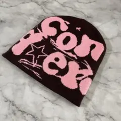 ビーニー ニット帽 茶色y2k 韓国 ロゴ カジュアル ストリート ストリート