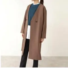 ナチュラルビューティーベーシック　Vネックコート　チドリ　Ssize