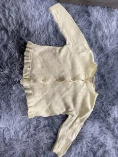 Petit main ベビー カーディガン 長袖 80 黄色 女の子 秋冬服
