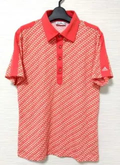 adidas 赤 チェック柄 ポロシャツ S