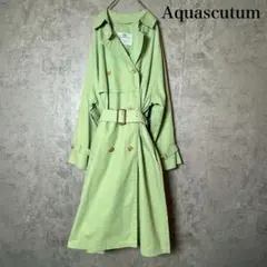 Aquascutum 撥水加工 黄緑 トレンチコート 英国製 N3437のサムネイル