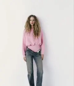 ZARA ザラ　ピンク ボディースーツスウェット Mサイズ　タグ付き