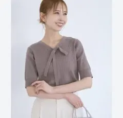 ロペピクニック 2WAY ボウタイニットプルオーバー 【M】コットン混