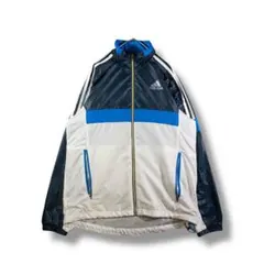 【1023】　adidas　ナイロンジャケット　サイズM　ホワイト　ネイビー
