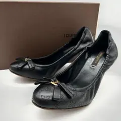 【美品】ルイヴィトン ハイヒール 34.5 黒 モノグラム マヒナ レザー