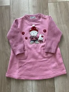 【新品未使用品】Sugar Landハローキティピンク裏起毛ワンピース★90