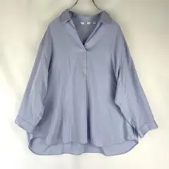 UNIQLO ユニクロ スキッパーブラウス 3XL ライトブルー オーバーサイズのサムネイル