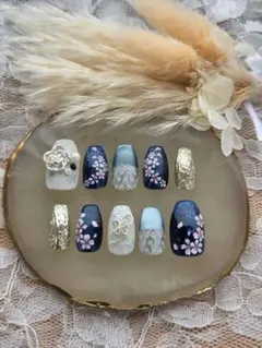 【受注制作】桜のマグネット振り袖ネイル