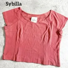 シビラSybilla 綿100% ボートネックフレンチスリーブ ピンク a67のサムネイル