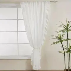 ミラーレースカーテン　突っ張り棒用　幅100丈140cm 2枚入り　白　無地のサムネイル