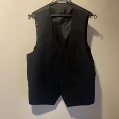 ブラック スーツベスト ノーカラー