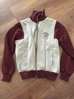 70s CLUB adidas トラックジャケット グレイ×エンジ