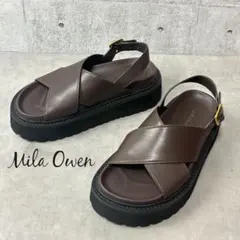 26春夏✨Mila Owen プラットフォームクロスサンダル 厚底 ブラウン36のサムネイル