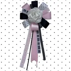 ハンドメイド ロゼット 韓国 ピンク ブラック バラ　バレエコア