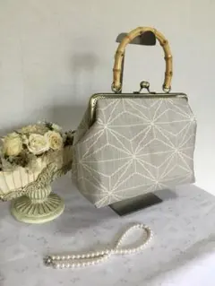 大島紬 龍郷 秋名バラ 8玉 がま口バッグ ハンドメイド 着物バッグ