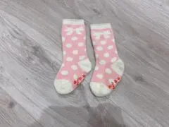 モコモコ靴下 ピンクの水玉模様 ベビー靴下 9~14