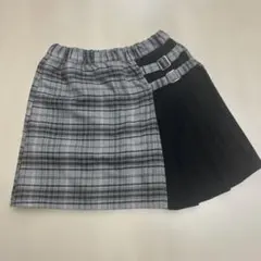 グレー 膝丈チェックスカート 140cm