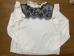 ZARA ホワイト レース 長袖ブラウス
