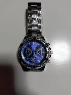 ラ*5様 青文字盤 クロノグラフ クォーツ腕時計