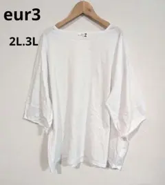 二の腕カバー✨️eur3 オーバーサイズ ホワイト Tシャツ 2L 半袖のサムネイル