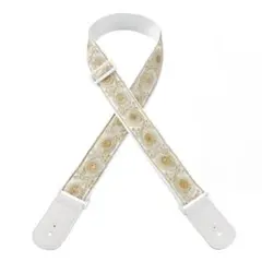 ストラップ　ギター　ベース　白　ベージュ刺繍　ホワイト　【未使用】