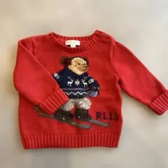 Ralph Lauren 赤 ポロベア刺繍 セーター 6M