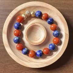 ラピスラズリ × 赤瑪瑙天然石ブレスレット （約10〜10.5mm内径16cm）