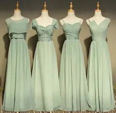 ブライズメイド ドレス ミントグリーン Aライン フレア マキシ丈 お揃いドレス