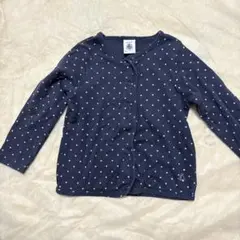 プチバトー　カーディガン　ネイビー　水玉