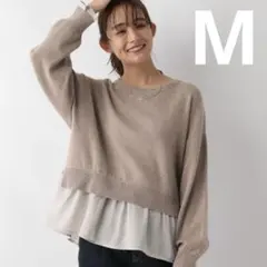 GLOBAL WORK グローバルワーク メルティ布帛ドッキングプルオーバー M