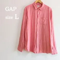 GAP ギャップ ピンク 長袖 リネン コットン L 大きめ ゆったり きれいめ