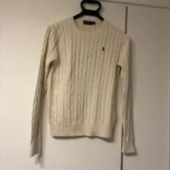 【アウトレット品】ポロ　ラルフローレン ケーブルニットセーター 長袖 クリーム色