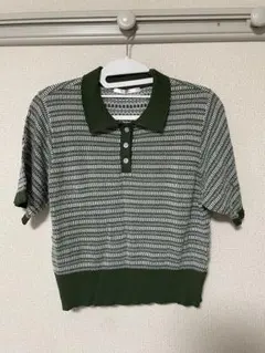 RETRO GIRL 半袖ニットシャツ グリーン