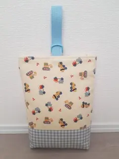 【U-131】ハンドメイド 上履き入れ 上靴入れ 入園入学 工事車 チェック