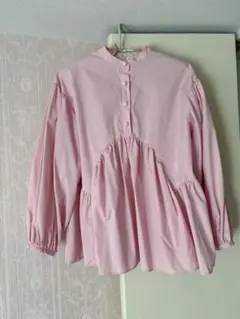 【SONO】ピンク フレアデザイン シャツ 長袖❤︎パールボタン