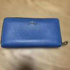 葉*月様 【美品】COACH コーチ 長財布 ラウンドファスナー ブルー レザー