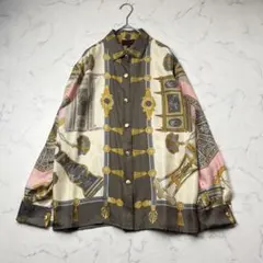 希少✨ ETRO エトロ　シルク100% 長袖シャツ　総柄　大きいサイズのサムネイル
