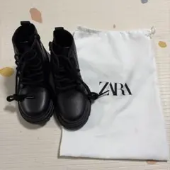 ZARA キッズブラックブーツ 24（14.9cd）収納袋付き