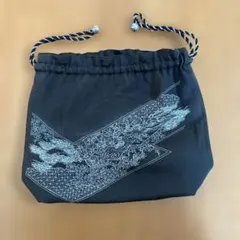 和柄 巾着袋 黒 小物入れ 着物 浴衣バッグ 御朱印入れ