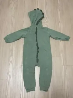 フリース グリーン フード付きロンパース 95cm未満