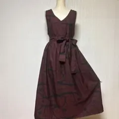 着物リメイク　大島紬　ロングワンピース　ジャンバースカート