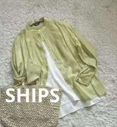 最終SALE★SHIPS シアーバンドカラーシャツ オーバーサイズ
