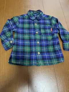 ムージョンジョン　90cm ネルシャツ　チェック　緑　グリーン　上着　カーデ