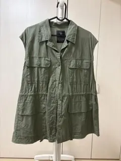 w closet オープンカラーミリタリーベスト ライトカーキのサムネイル