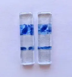 ガラスの箸置き　青＆水色　粒　2個 B