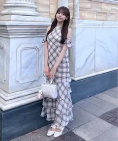 OLIVE des OLIVE メロウアメスリロングワンピ チェック